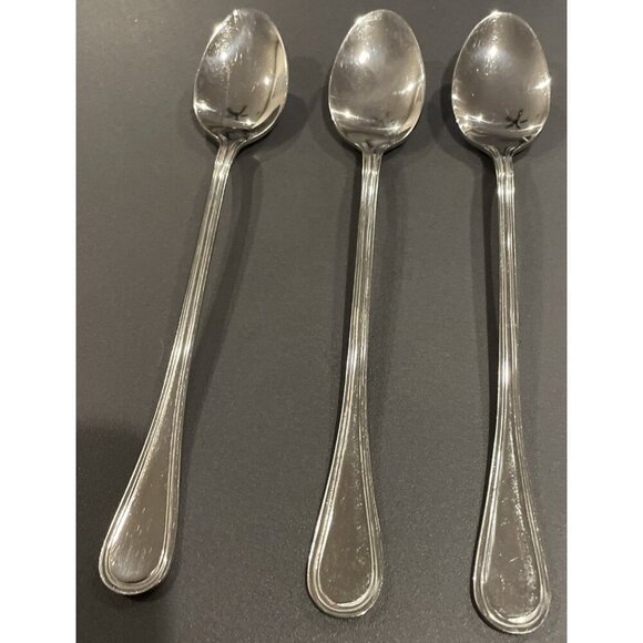 Wallace WAS159 Glossy Outline 18/10 Stainless Flatware Ice Tea Spoons Set Of 6 - Picture 3 of 5